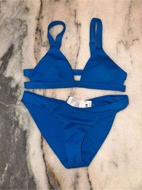 South Moon Under Electric Blue Triangle Bikini Set